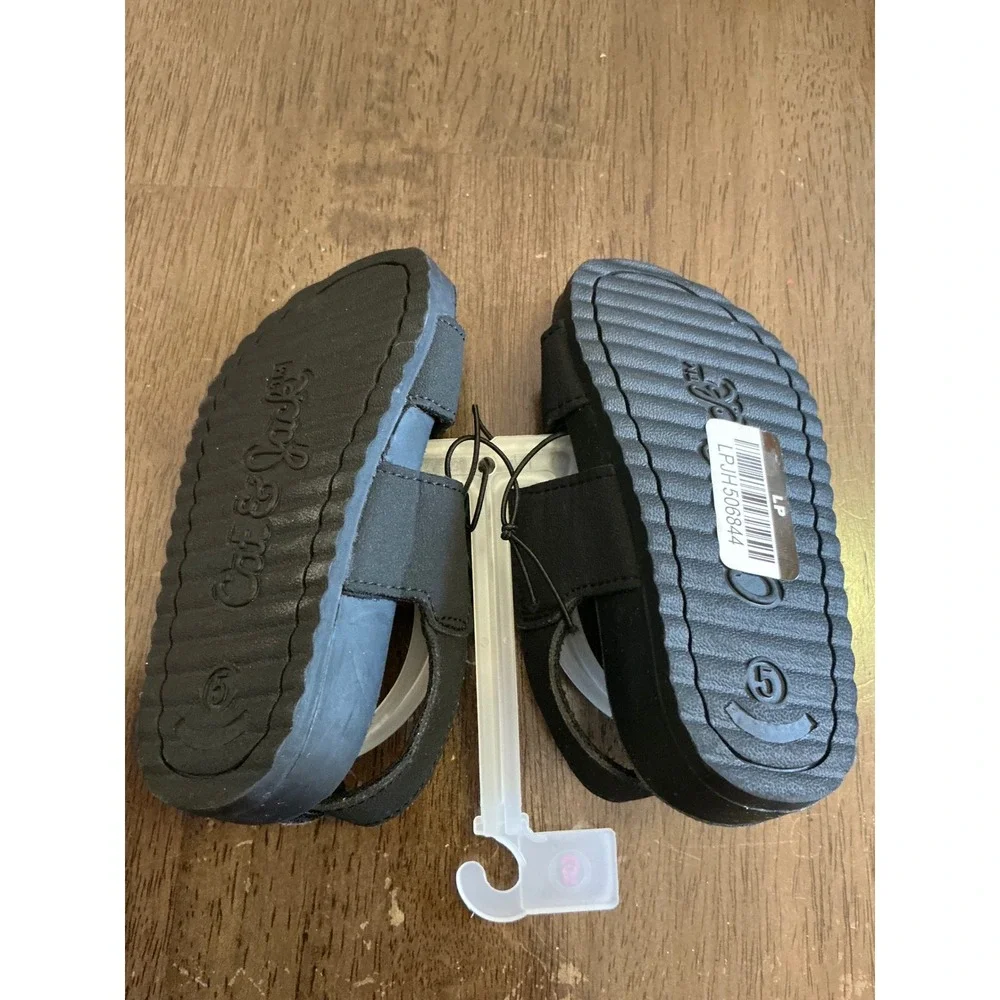 Cat & Jack Toddler Kody Sandals Black Double Strap Hook and Loop Size 5 NEW